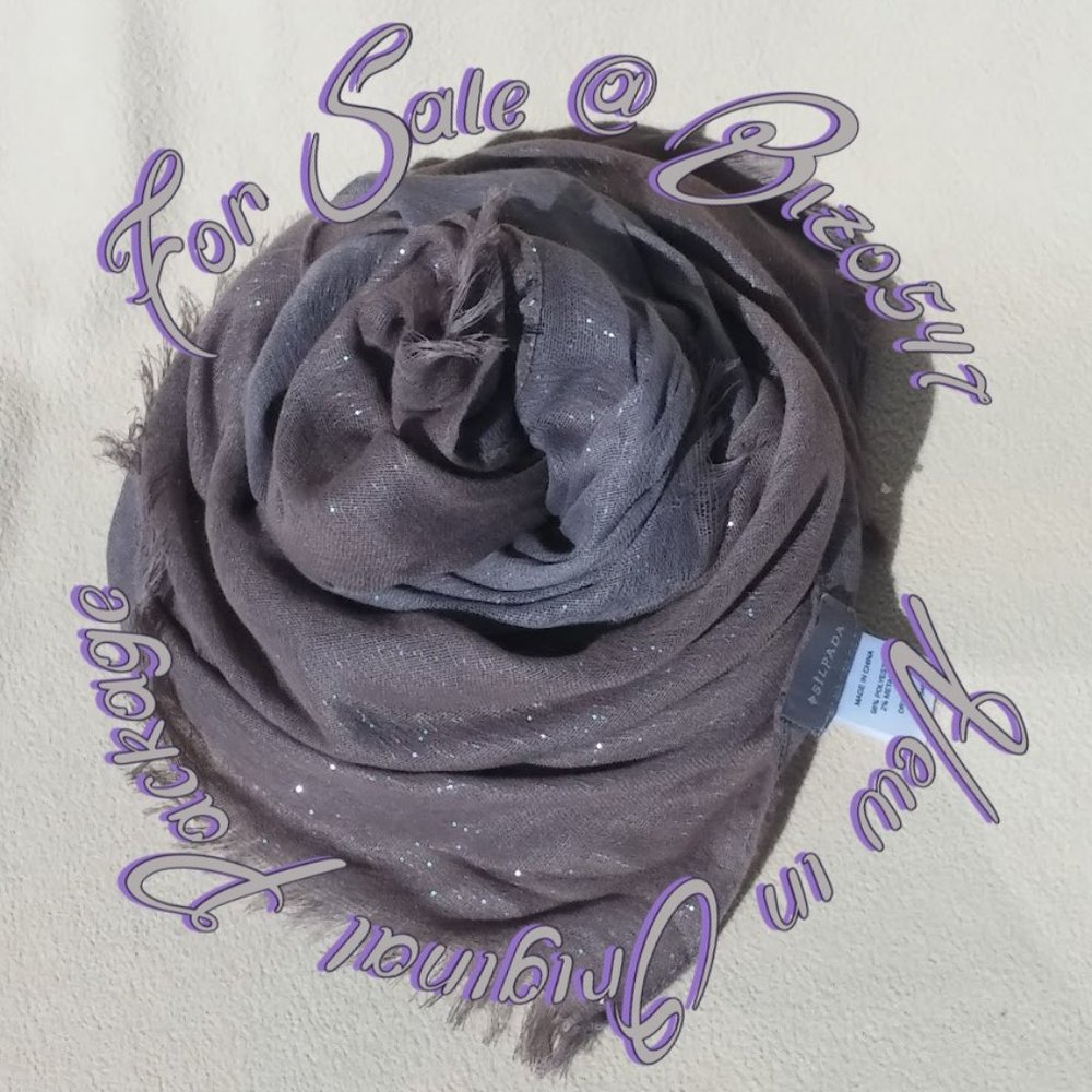 Silpada Taupe Scarf Shawl Wrap Metallic Silver NWT